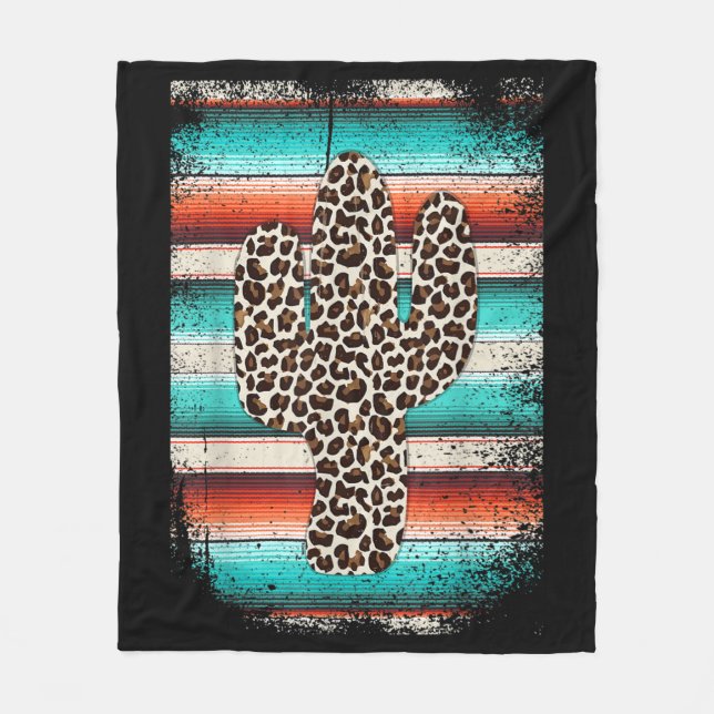 Funny Leopard Cactus Serape Cactus print Turcos Fleecefilt (Framsidan)