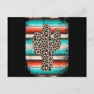 Funny Leopard Cactus Serape Cactus print Turcos Helg Vykort