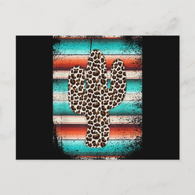 Funny Leopard Cactus Serape Cactus print Turcos Helg Vykort (Framsida)