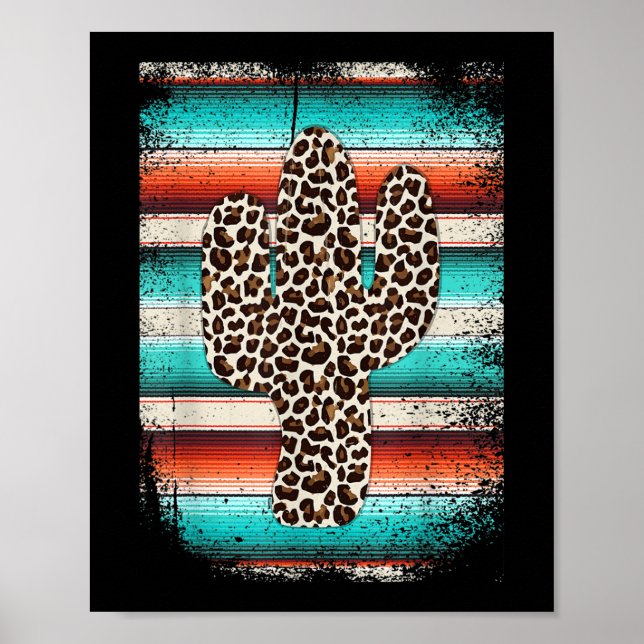 Funny Leopard Cactus Serape Cactus print Turcos Poster (Framsidan)