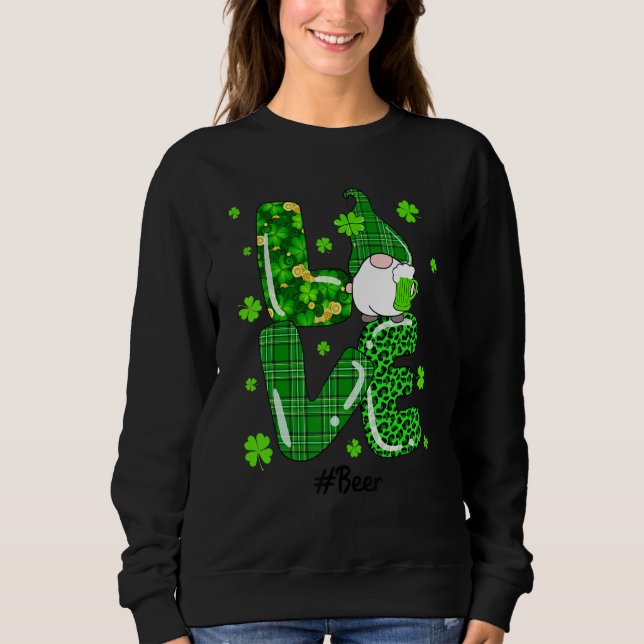 Funny Leopard Irish Grönt Play Beer Gnome St Patr T Shirt (Framsida)