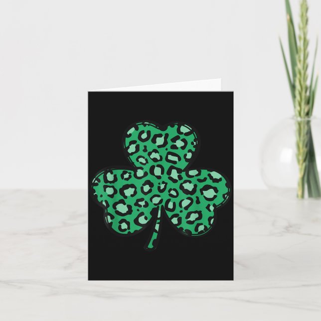 Funny Leopard Print Shamrock St. Patrick's Day Gif Kort (Framsida)