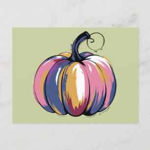 Funny Leopard Pumpkin Halloween Fall Vykort
