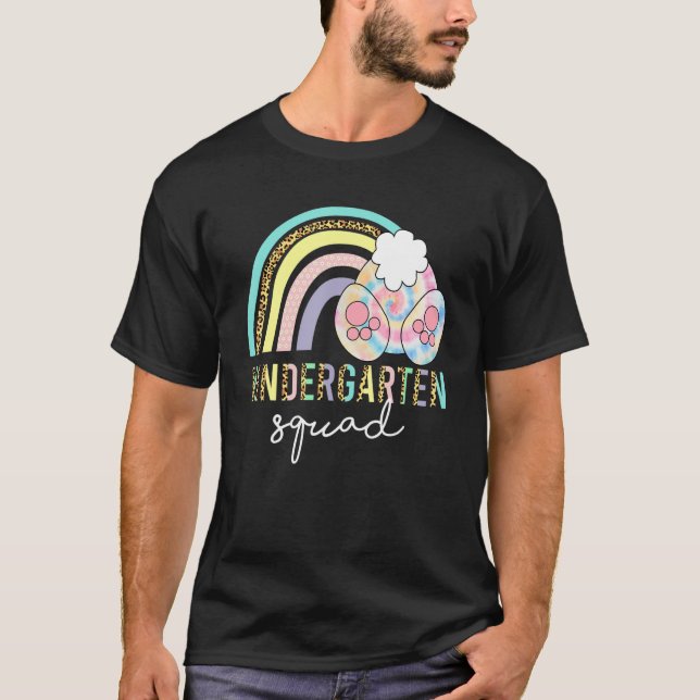 Funny Leopard Rainbow Kindergarten Bunny Easter Ch T Shirt (Framsida)