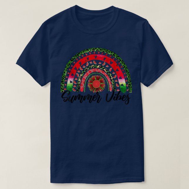 Funny Leopard Solros Watermelon Boho Rainbow Su T Shirt (Design framsida)