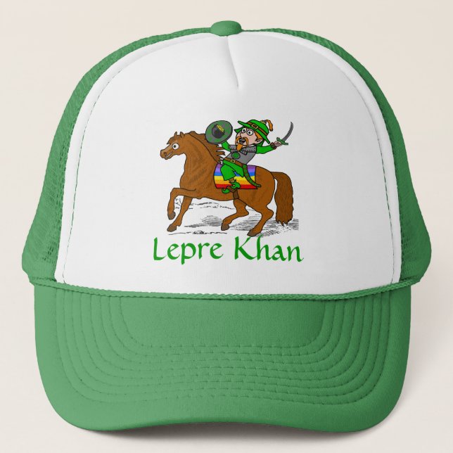 Funny Lepre Khan St patrick's day Truckerkeps (Framsida)