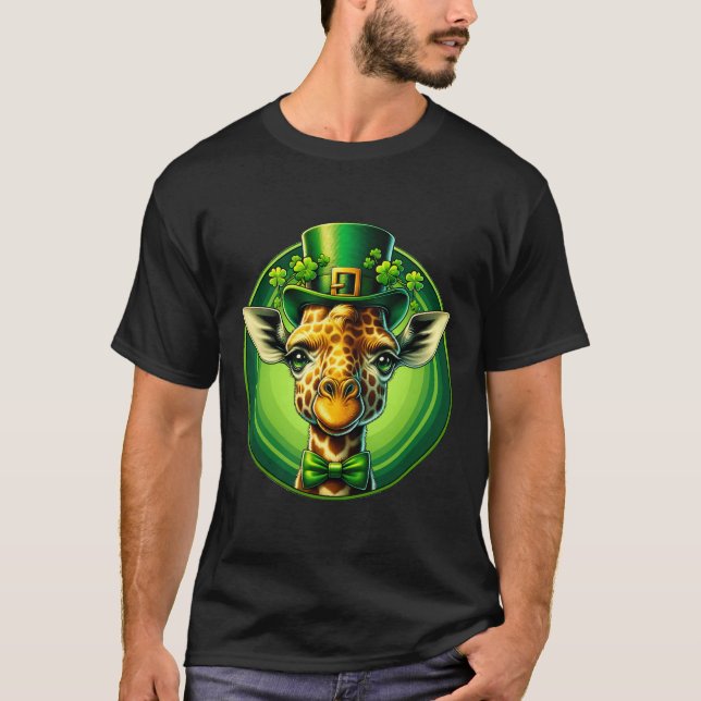 Funny Leprechaun Giraffe St patricks day Kids Mana T Shirt (Framsida)