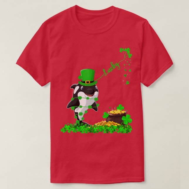 Funny Leprechaun Hat Lucky Orca Fish St T Shirt (Design framsida)