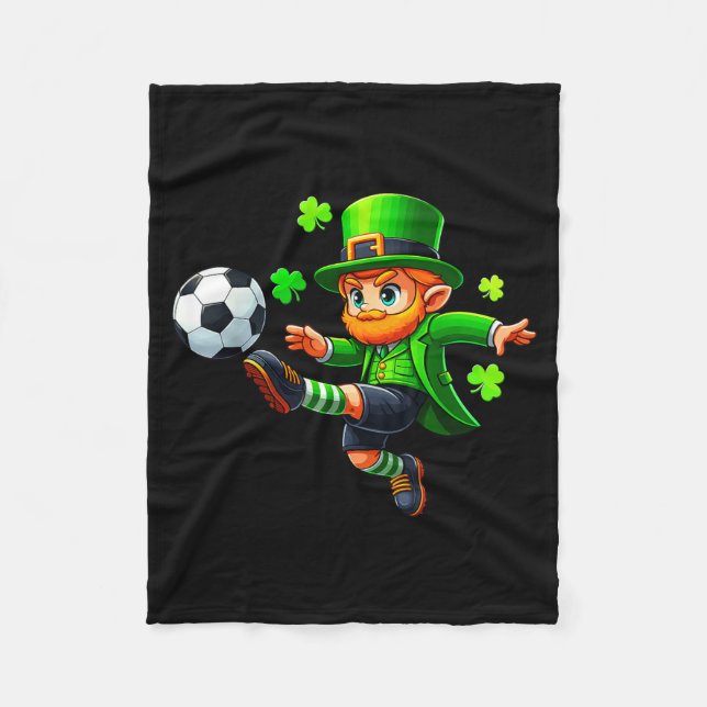 Funny Leprechaun Irish Soccer St Patricks Men Boy  Fleecefilt (Framsidan)