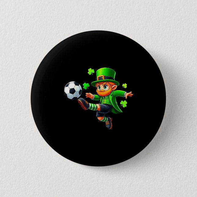 Funny Leprechaun Irish Soccer St Patricks Men Boy  Knapp (Framsida)