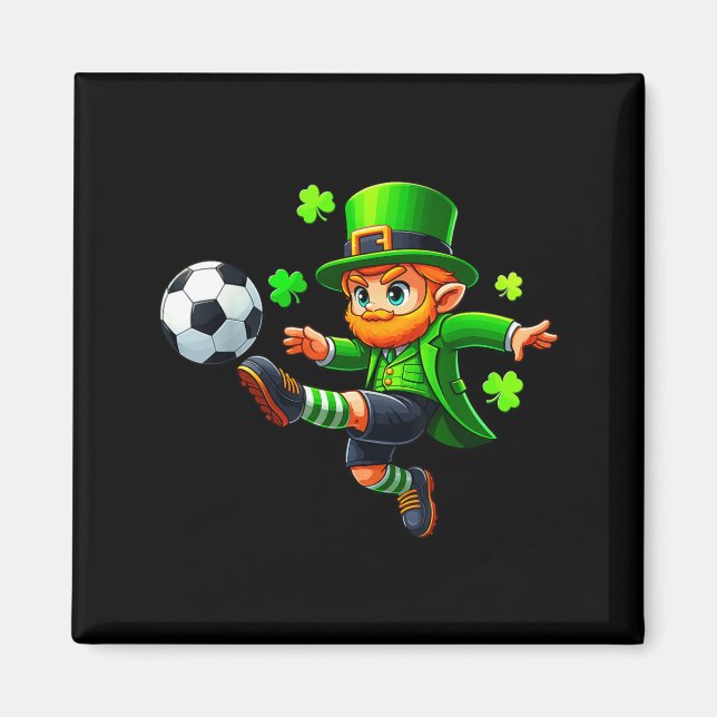 Funny Leprechaun Irish Soccer St Patricks Men Boy  Magnet (Framsidan)