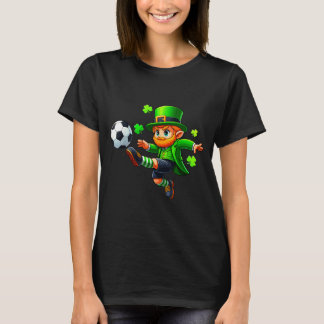 Funny Leprechaun Irish Soccer St Patricks Men Boy  T Shirt