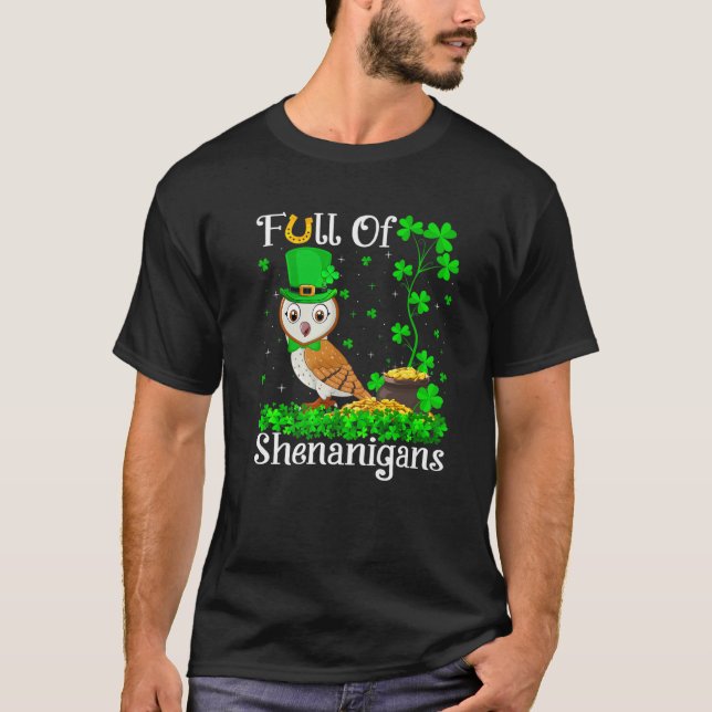 Funny Leprechaun Shamrock Löv Barn Uggla St Patric T Shirt (Framsida)