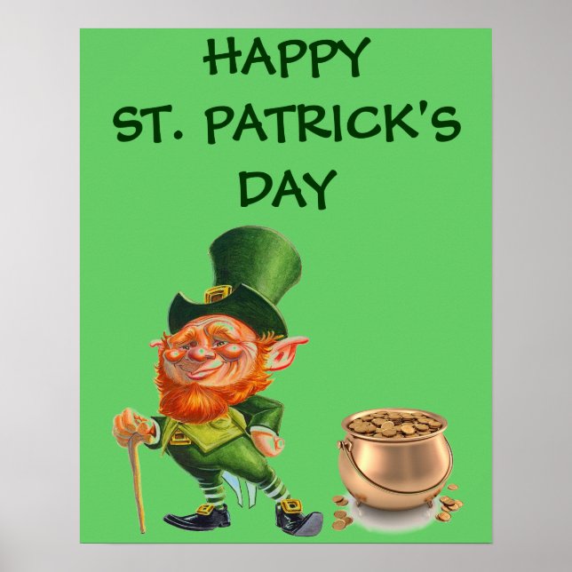 FUNNY LEPRECHAUN, ST. PATRICK'S DAY poster (Framsidan)