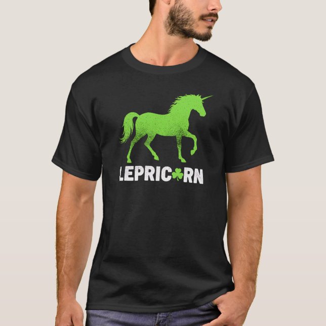 Funny Lepricorn St Paddy's Unicorn Art T Shirt (Framsida)
