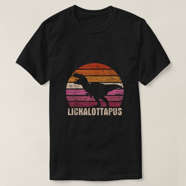 Funny Lesbisk Lickalottapus Dinosaurs Pride LGBTQ T Shirt (Design framsida)