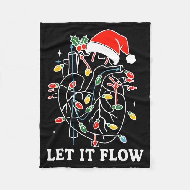 Funny Let It Flow Anatomy Heart Cardiac Nurse Sant Fleecefilt (Framsidan)