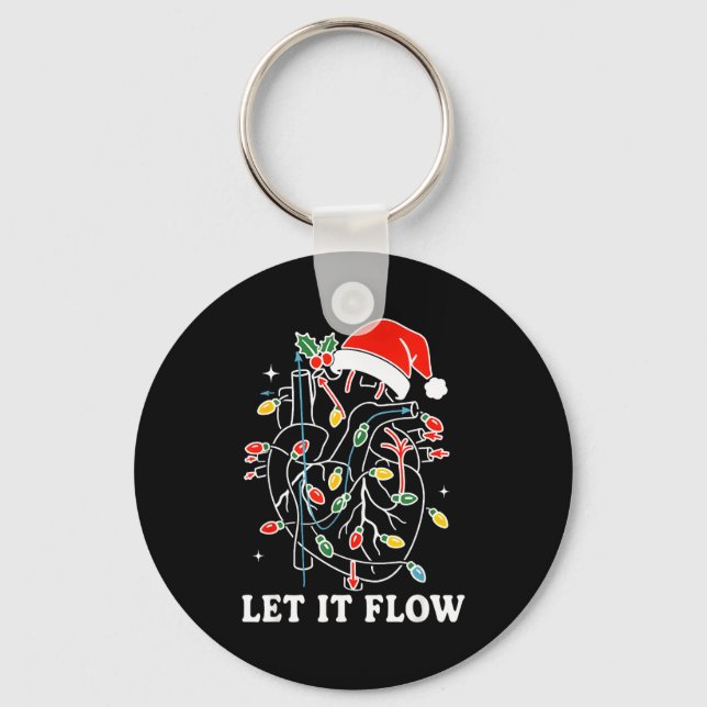 Funny Let It Flow Anatomy Heart Cardiac Nurse Sant Nyckelring (Framsida)