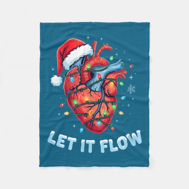 Funny Let It Flow Heart Anatomy Nurse Christmas  Fleecefilt (Framsidan)