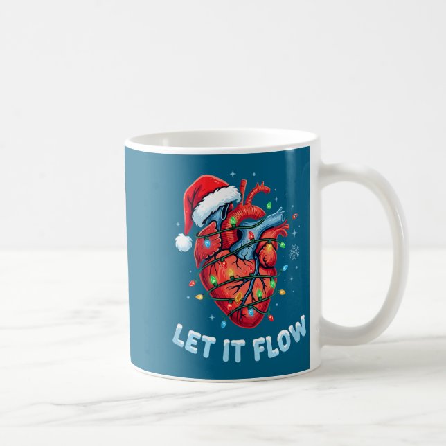 Funny Let It Flow Heart Anatomy Nurse Christmas  Kaffemugg (Höger)