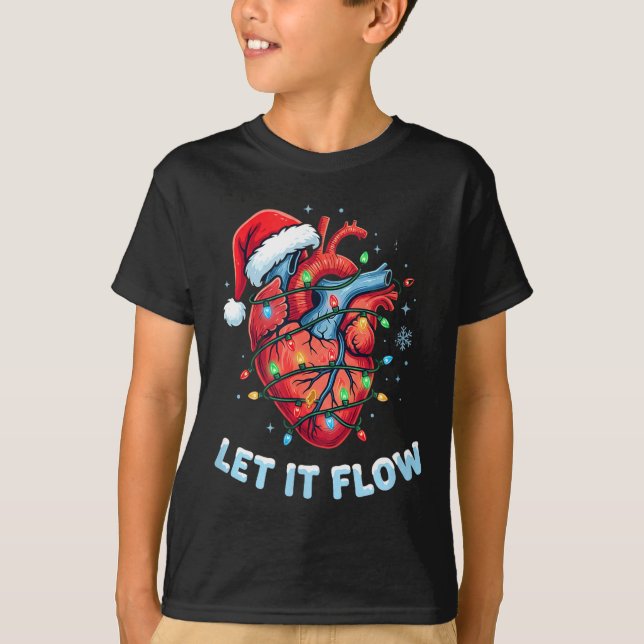 Funny Let It Flow Heart Anatomy Nurse Christmas  T Shirt (Framsida)