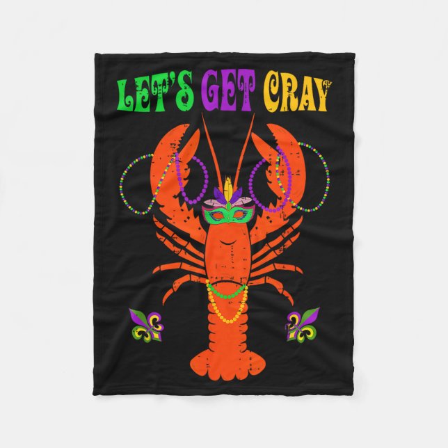 Funny Lets Get Cray Crawfish - New Orleans Funny M Fleecefilt (Framsidan)