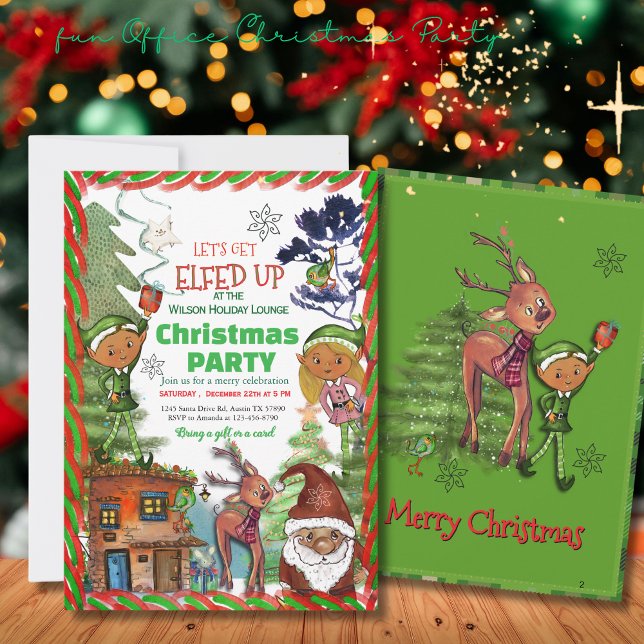 Funny Let's Get Elfed Up Christmas Party Inbjudningar (Funny Let's Get Elf'd Up Christmas Party Invitation)