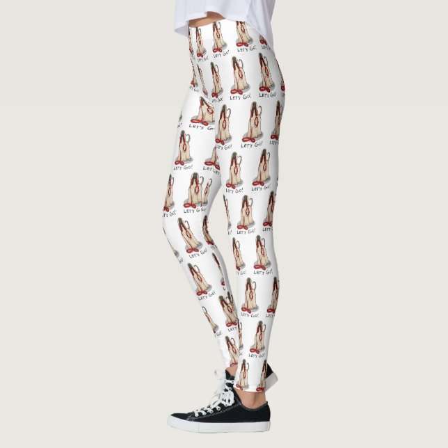 Funny Let's Go! Walk Afghan Hound (Cream) Leggings (Vänster)