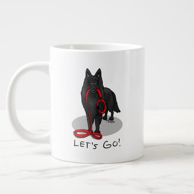 Funny Let's Go! Walk Belgian Sheepdog (black 1) Jumbo Mugg (Vänster)