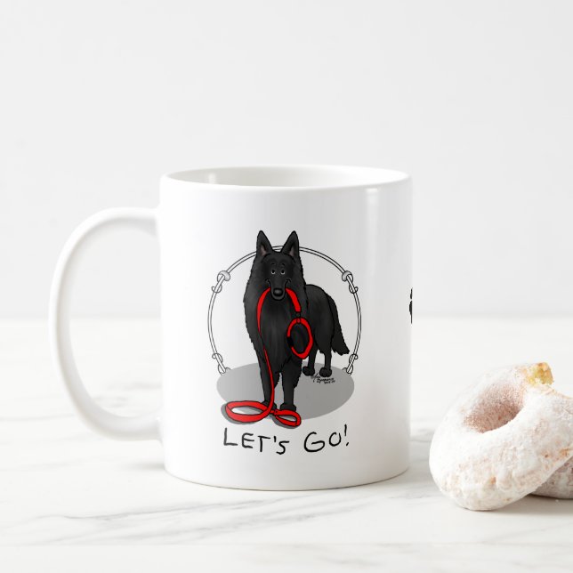 Funny Let's Go! Walk Belgian Sheepdog (black 1) Kaffemugg (Med munk)