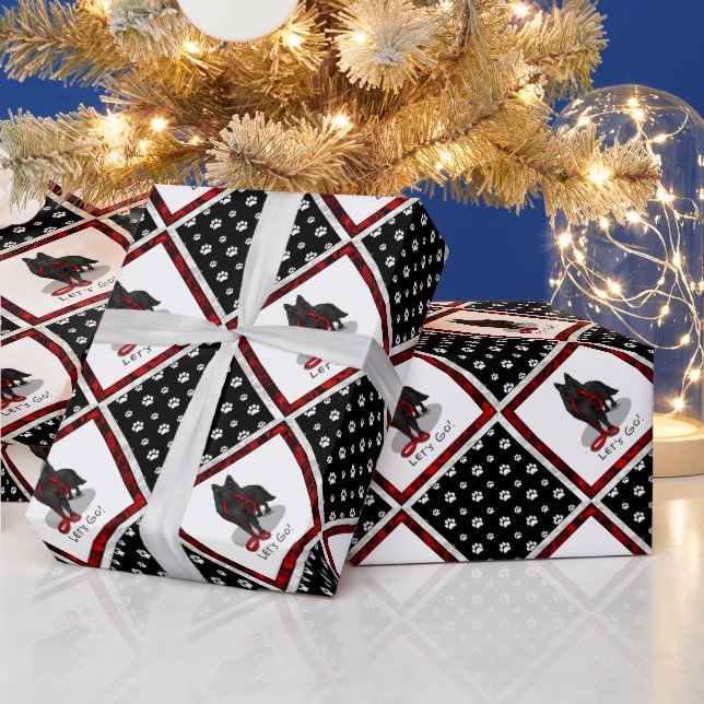 Funny Let's Go! Walk Belgian Sheepdog (black 1) Presentpapper (Helgdagar)