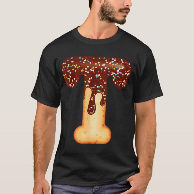 Funny Letter T Ice Cream Chocolate Sprinkles  T Shirt (Framsida)