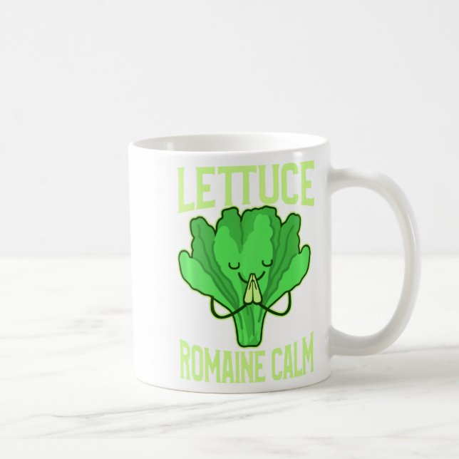 Funny Lettuce Romaine Calm Meditation Yoga Zen  Kaffemugg (Höger)