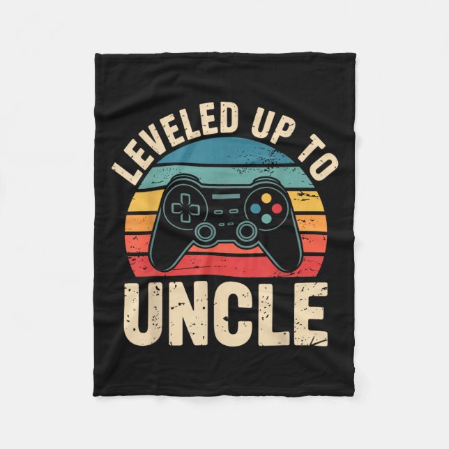 Funny Leveled Up To Uncle Video Gamers Gaming Cute Fleecefilt (Framsidan)