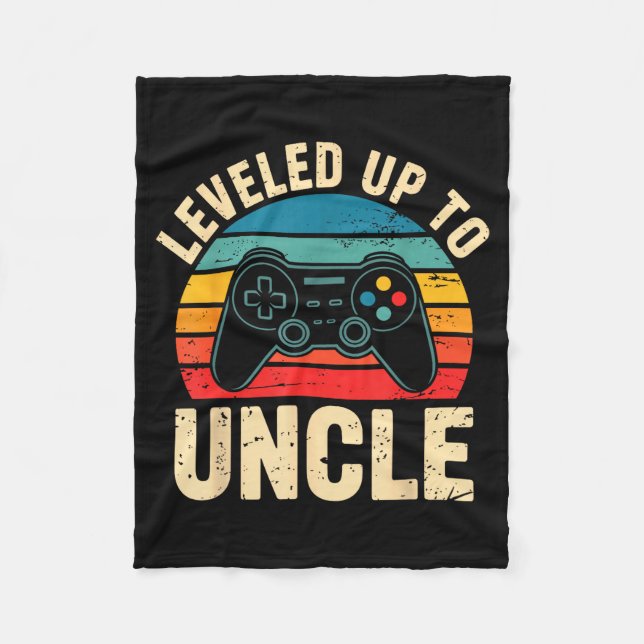 Funny Leveled Up To Uncle Video Gamers Gaming Cute Fleecefilt (Framsidan)