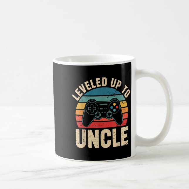 Funny Leveled Up To Uncle Video Gamers Gaming Cute Kaffemugg (Höger)