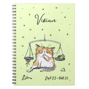 Funny Libra Zodiac Cat Stjärntecken horoscope Anteckningsbok