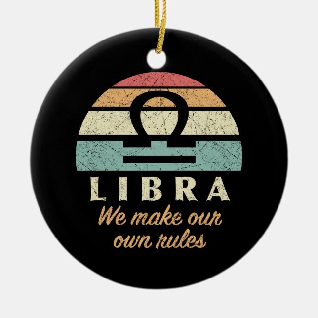 Funny Libra Zodiac Regler Julgransprydnad Keramik (Framsidan)