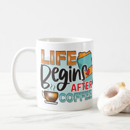 Funny Life börjar efter kaffetypografi Kaffemugg