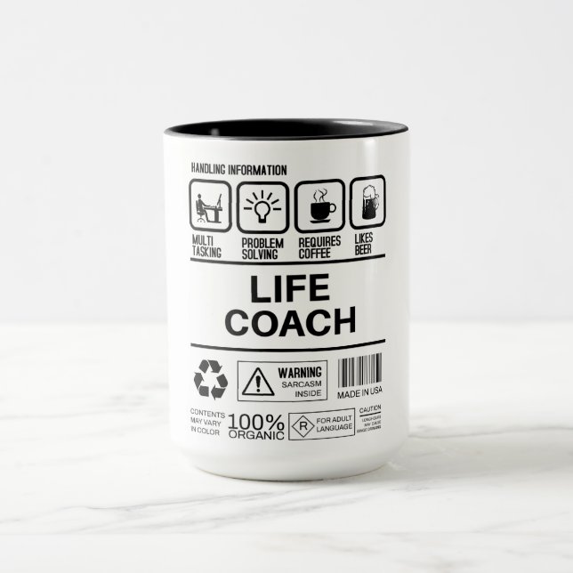 Funny Life Coach Handling Information Mugg (Center)