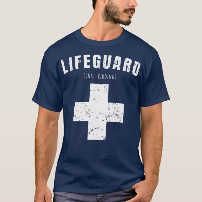 Funny Life Guard-design för Beach och Bassäng T Shirt (Framsida)