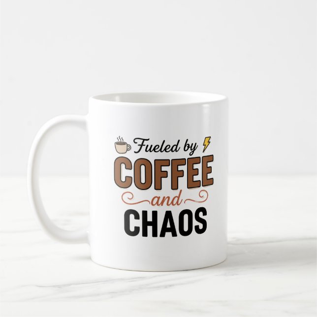Funny Life Quote Typography Cup | Mom Chaos Gift Kaffemugg (Vänster)