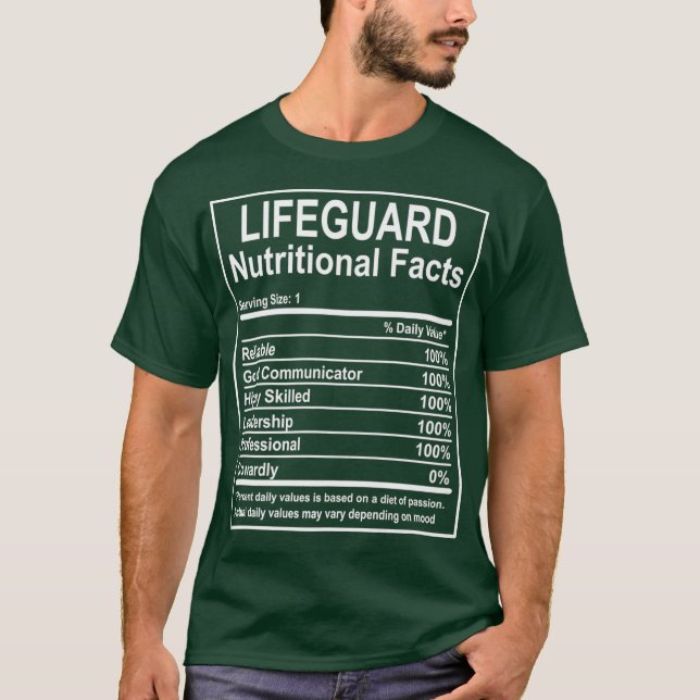 Funny Lifeguard Nutritional Facts Lifeguard T Shirt (Framsida)