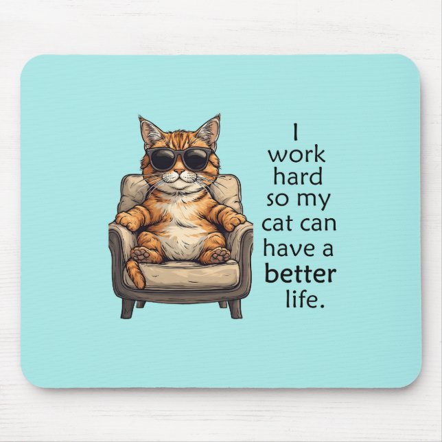 Funny Light Blue Cat Theme Mousepad Musmatta (Framsidan)