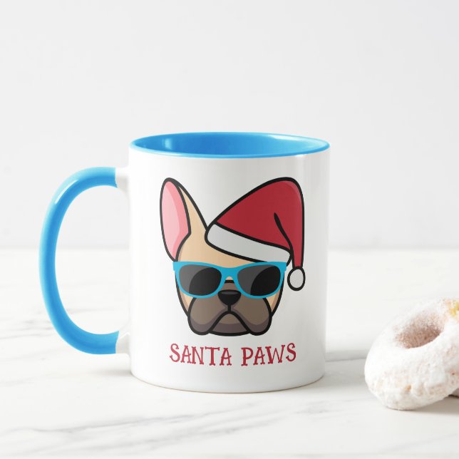 Funny Light Fawn Frenchie Santa Tass jul Mugg (Med munk)