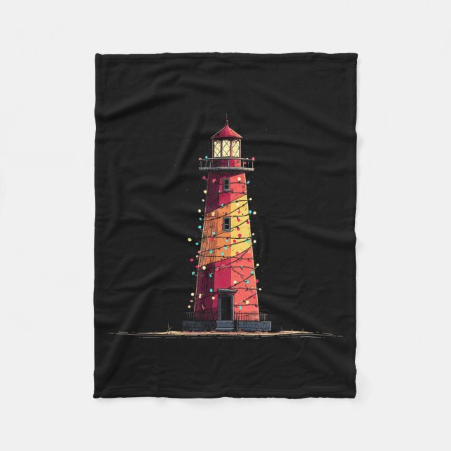 Funny Lighthouse Christmas Graphics Lights Lover  Fleecefilt (Framsidan)