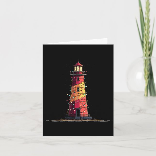 Funny Lighthouse Christmas Graphics Lights Lover  Kort (Framsida)