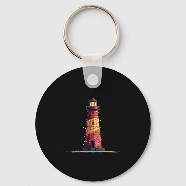 Funny Lighthouse Christmas Graphics Lights Lover  Nyckelring (Framsida)