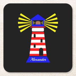 Funny Lighthouse Underlägg Papper Kvadrat