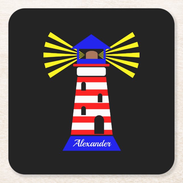 Funny Lighthouse Underlägg Papper Kvadrat (Framsidan)